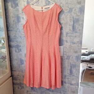 Danny & Nicole Coral Lace Midi Dress